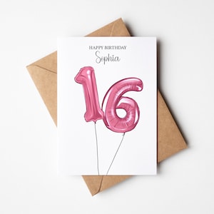 Geburtstag Geburtstagskarte Zahlenkarte Ballons Luftballons Karte Klappkarte personalisiert mit Namen Vornamen Glückwunschkarte