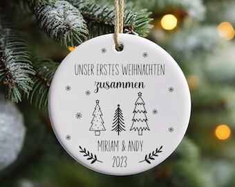 Personalized Christmas Tree Ornament Our First Christmas Together Boyfriend Girlfriend Couple Couple Ceramic Tree Decoration Tree Pendant