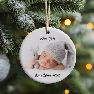 Personalisiertes Weihnachtsbaum Ornament Dein Design Foto Dein Wunschtext Keramik Baumschmuck Baumanhänger Kugel personaliserbar