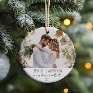 Personalized Christmas Tree Ornament Our First Christmas Married Your Design Photo Custom Text Ceramic Tree Decoration Tree Pendant