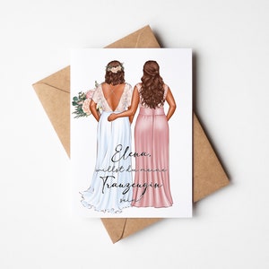 Karte Klappkarte personalisiert Willst du meine Trauzeugin / Brautjungfer kurvig Plus Size sein personalisierbar Frage Faltkarte Grußkarte