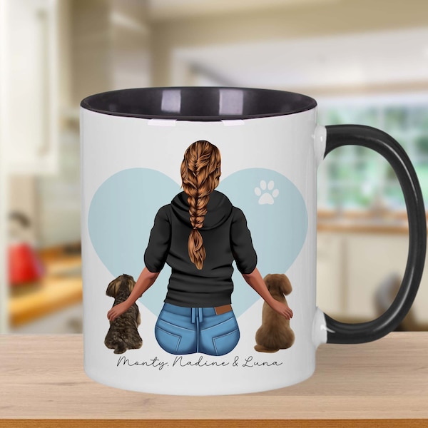 Personalisierte Tasse Thermobecher Frau Mann Paar Pärchen mit Hund Hundetasse personalisierbar Keramiktasse Tumbler Frauchen Herrchen