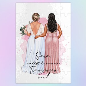 Puzzle personalisiert Willst du meine Trauzeugin / Brautjungfer sein kurvig Plus Size personalisierbar Kartonpuzzle A4 35 Teile 28x19 cm