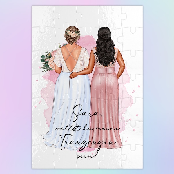 Puzzle personalized Do you want to be my maid of honor / bridesmaid curvy Plus size customizable cardboard puzzle A4 35 pieces 28 x 19 cm