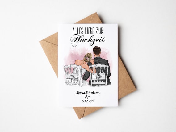 Mr & Mrs Hochzeitskarte – Lustige Glückwunschkarte Für Paare, 127x178 Mm, Inkl. Umschlag