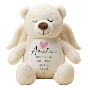 Schutzengel Bär Engel Personalisiertes Kuscheltier Baby Geschenk Geburt Taufe Geburtstag Plüschtier Namen