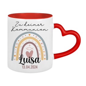 Personalisierte Tasse Zu deiner Kommunion personalisiert mit Vornamen und Datum Regenbogen Keramiktasse Namenstasse Erstkommunion Bild 3
