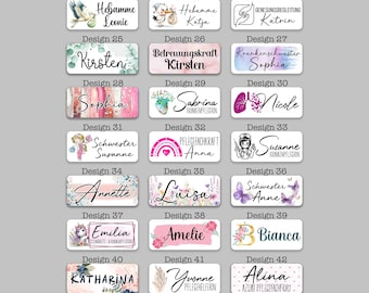 Namensschild personalisiert Krankenschwester MFA Hebamme Arzt Pflege Ansteckschild aus weißem Kunststoff mit Magnet oder Anstecknadel
