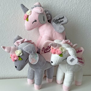 Einhorn Kuscheltier Personalisiertes Kuscheltier mit Name Vorname 32 cm Plüschtier Geschenk Geburt Einschulung Geburtstag Weihnachten Taufe