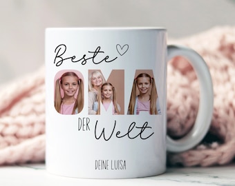 Personalisierte Tasse Beste Oma der Welt Bester Opa der Welt mit Fotos und Namen vom Enkelkind personalisierbar - Keramiktasse