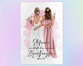 Puzzle personalized Do you want to be my maid of honor / bridesmaid customizable question cardboard puzzle A4 35 pieces 28 x 19 cm