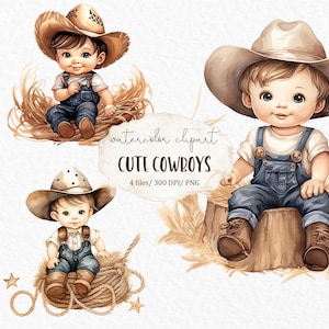 Schattige cowboys aquarel clipart png - plattelandsjongen wilde westen boerderij kinderdagverblijf inrichting schattige jongen boerderij platteland kinderen #c143