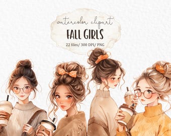 Mujer con un café acogedor y estético, clipart #w58