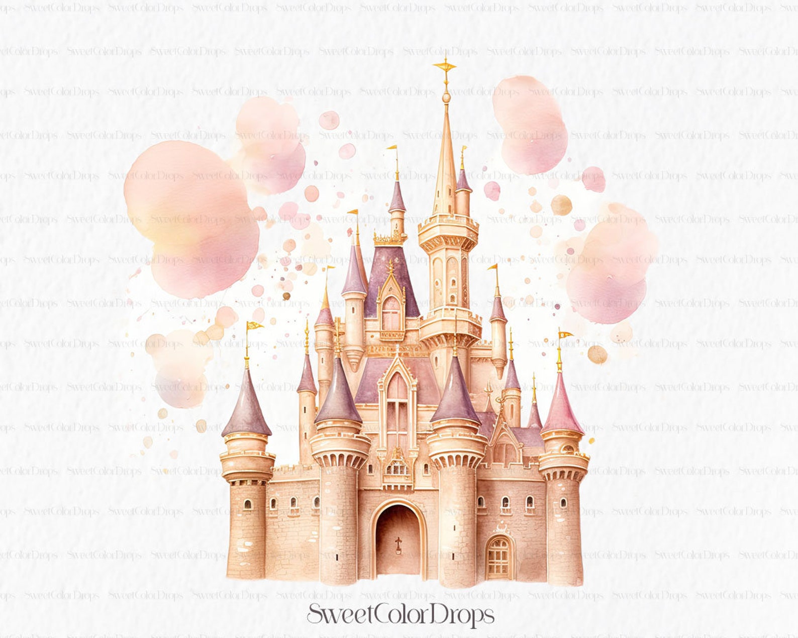Magic Kingdom Png Watercolor Clipart - Nursery Décor Baby Shower Once ...