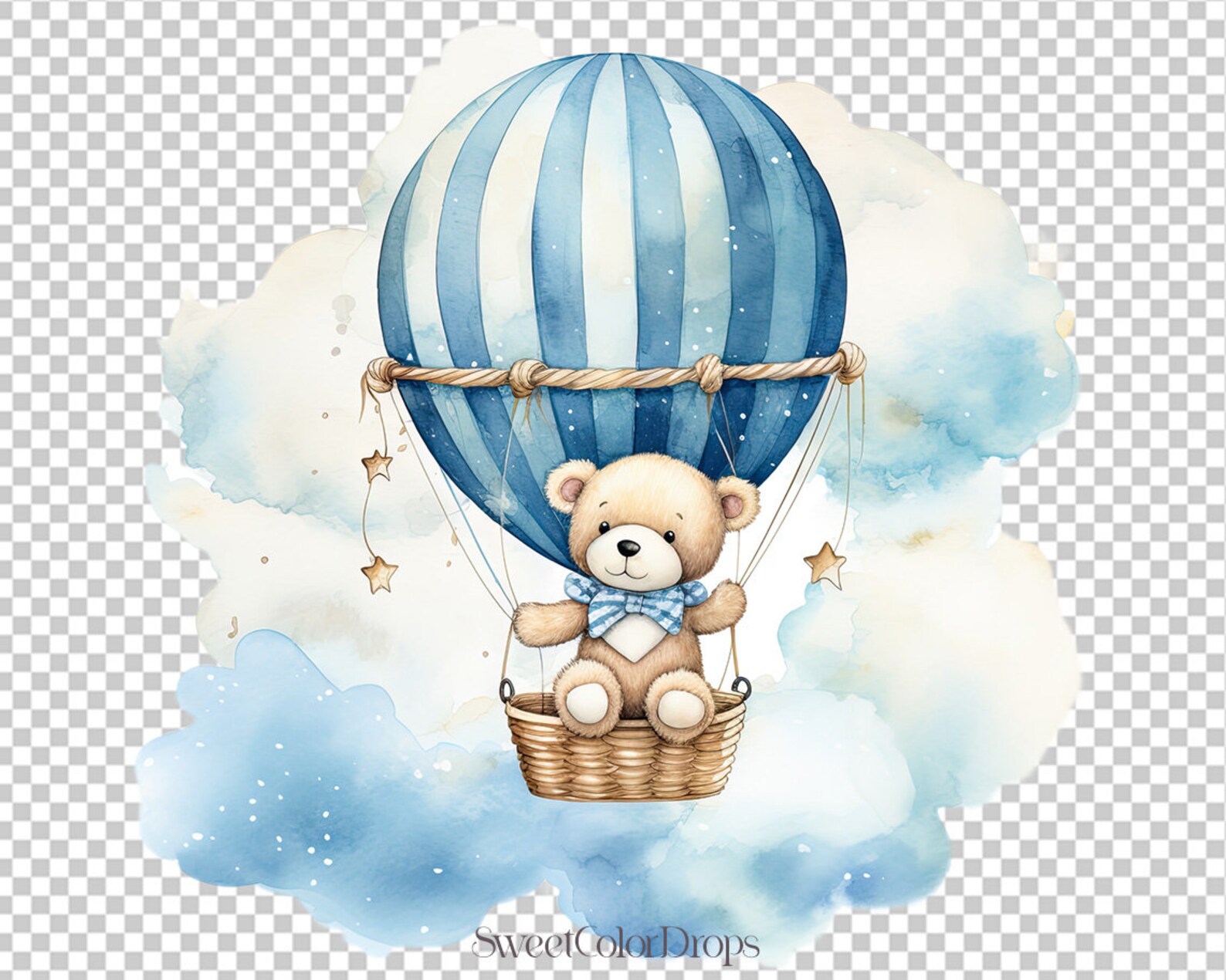 Baby Shower Boy Clipart PNG - Gender Reveal Blue Teddy Bear Hot Air ...