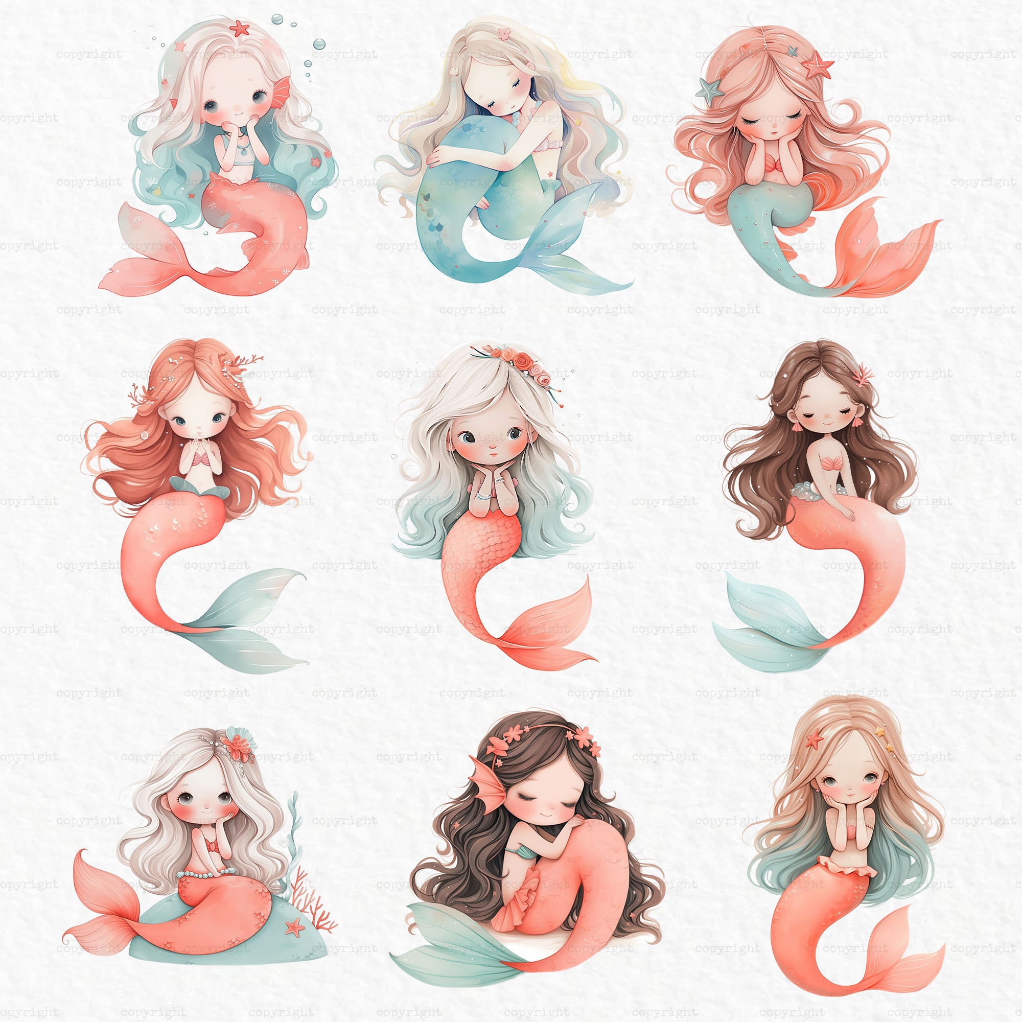 Little Mermaid Png - Mermaid Baby Shower Birthday Whale Watercolor ...