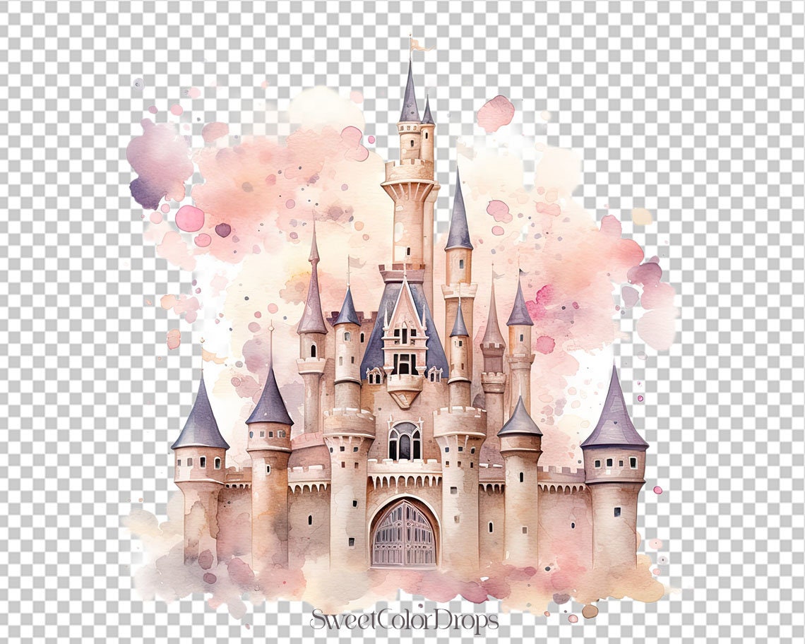 Magic Kingdom Png Watercolor Clipart - Nursery Décor Baby Shower Once ...