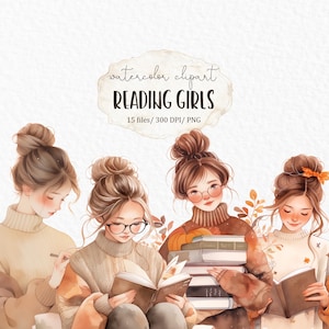 Ragazza con pianificatore di lettura accogliente clipart PNG #w55