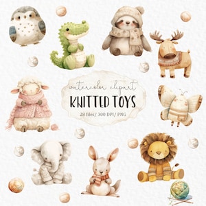 Boho Baby Kuscheltiere Clipart - Babyzimmer Deko neutral Babyparty Kinder nähen #w38
