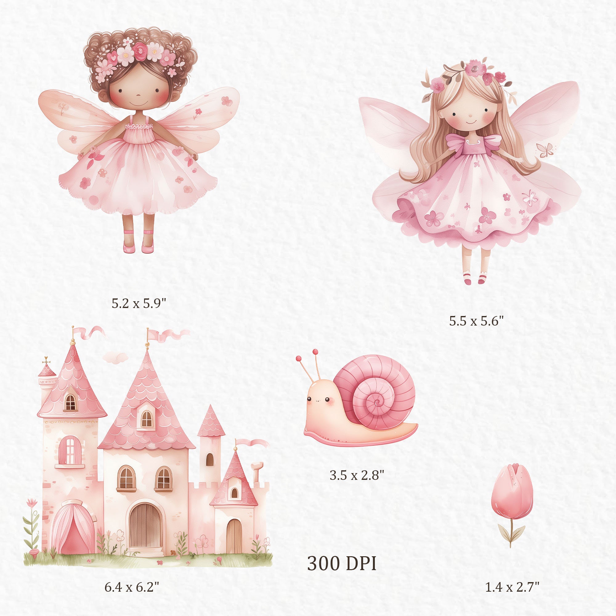 Pink Fairy Garden Watercolor Clipart - Girl Baby Shower Birthday Magic ...