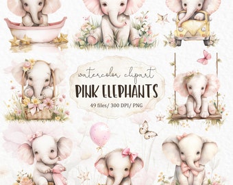 Elephant baby shower clipart PNG - baby elephant its a girl gender reveal newborn cute elephant birthday pink elephant #w9