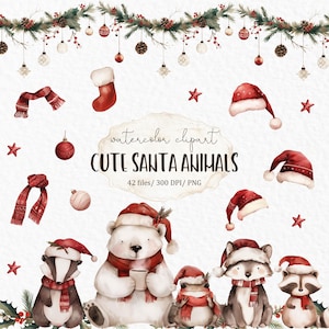 Nikolausmütze Tiere Weihnachten Clipart PNG - #w61