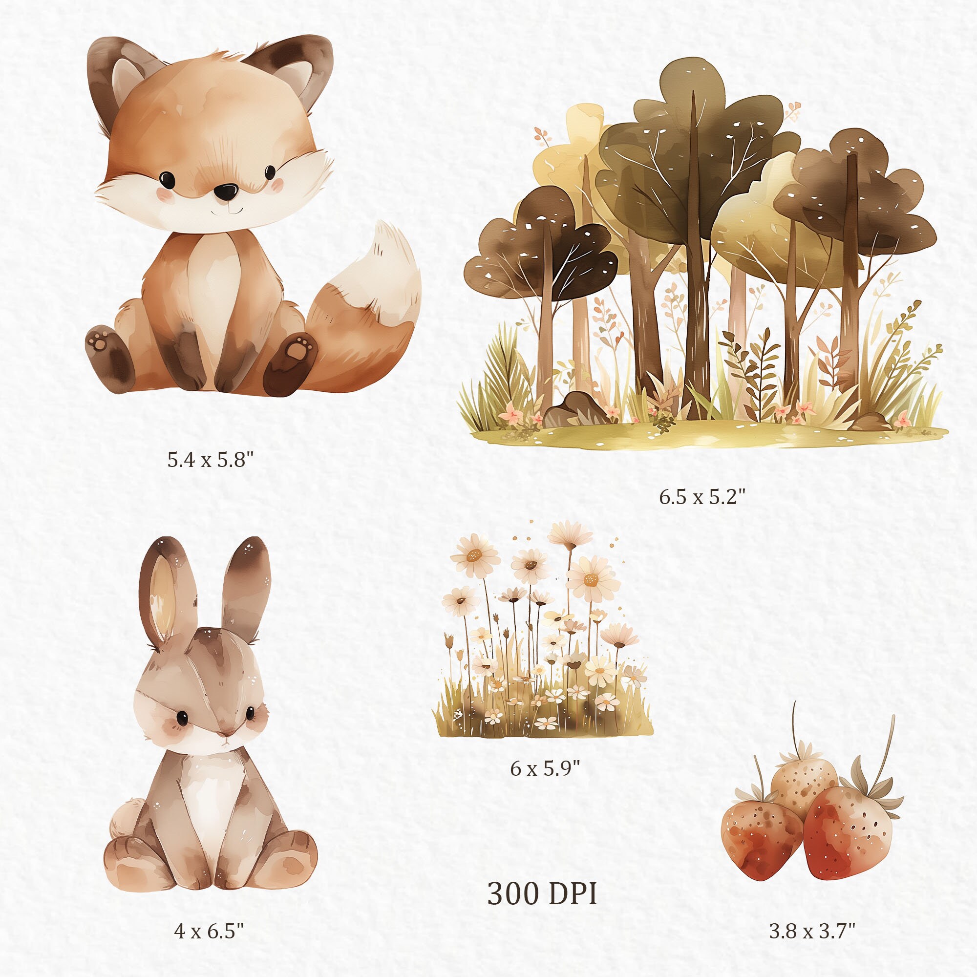 Neutral Baby Animals Watercolor Clipart – Autumn Woodland Animals Boho ...