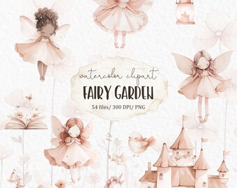 Feengarten Mädchen Clipart - zauberhafter Wald Feen Blumen Mädchen Babyparty Kinder Illustration Blumen Illustration #w10