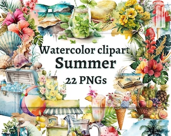 Watercolor clipart summer clipart scrapbooking clipart transparent background clipart flower clipart commercial use clipart PNG