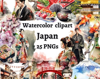 Watercolor clipart Japan clipart transparent background PNG clipart scrapbooking clip art commercial use invitation clipart travel clip art