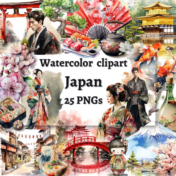 Watercolor clipart Japan clipart transparent background PNG clipart scrapbooking clip art commercial use invitation clipart travel clip art