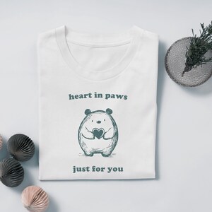 Cute Bear Tshirt, Valentines Gift Shirt, Funny Animals Shirt, Funny Tee, Valentines Bear Funnies Shirt, Heart in paws just for you