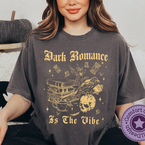 Dark Romance is the Vibe Shirt, Booktok Trendy Tee, Dark Romance Gift, Smut Book Club, Skull Book Shirt, Skeleton Book, MrrllDesign