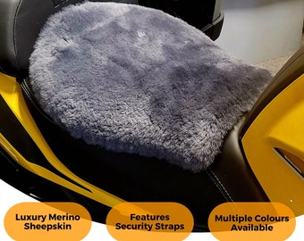 Universal Sheepskin Motorcycle Seat Cover Comfort Seats Protector with Straps Motorbike Premium Merino Lambskin Luxury Prevent Rider Sores