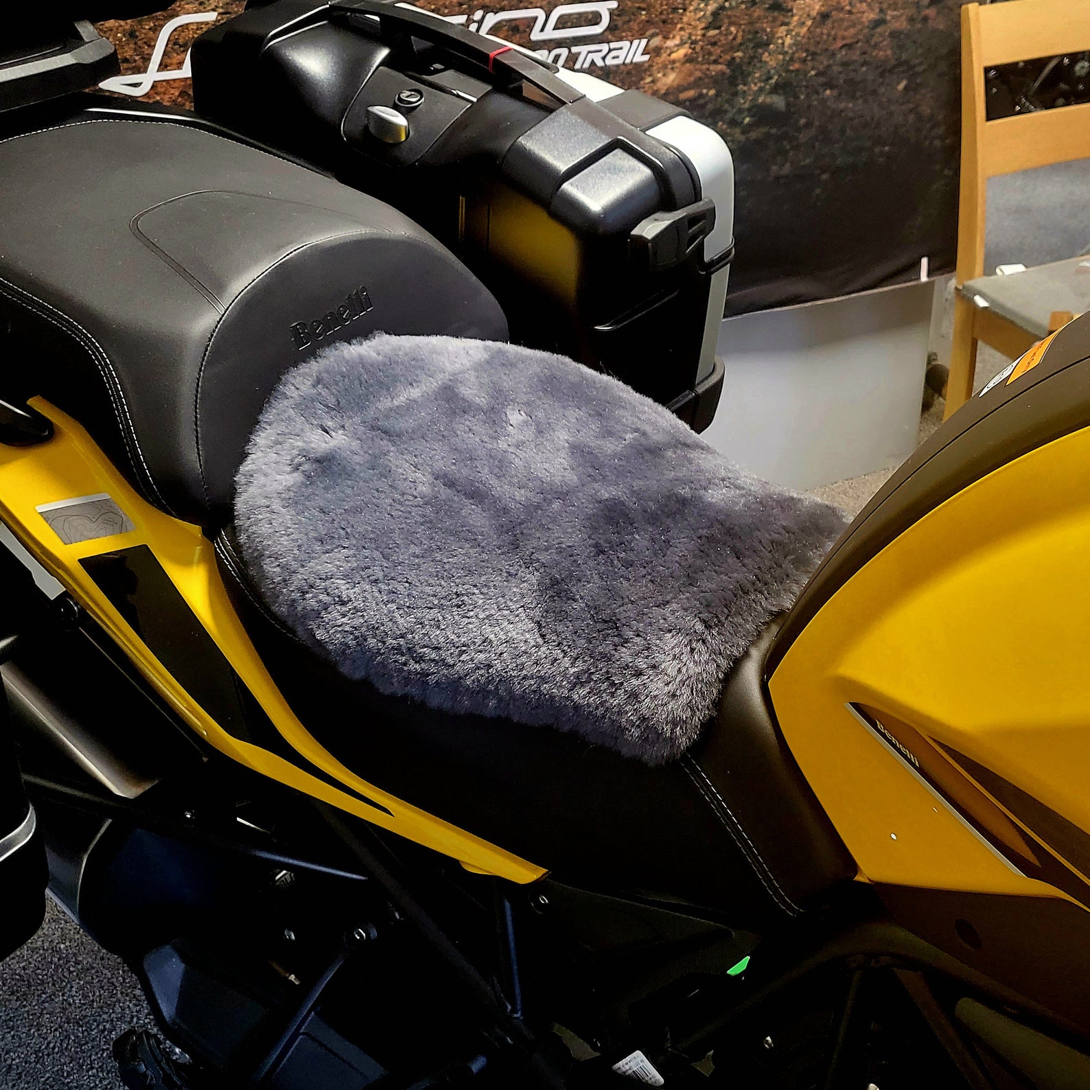 Universal Sheepskin Motorcycle Seat Cover Comfort Seats Protector With Straps Motorbike Premium