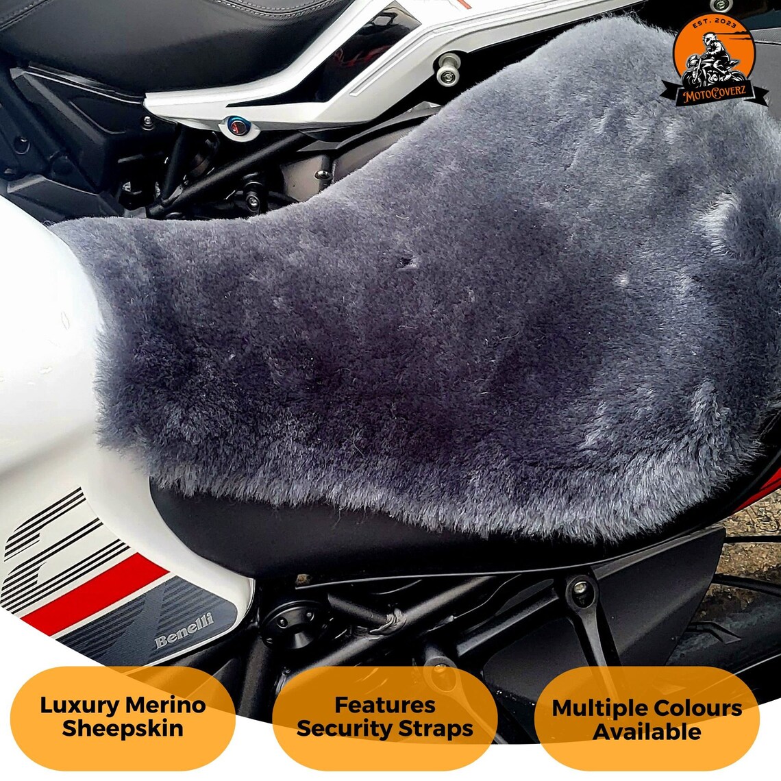 Limited Edition Sky Blue Sheepskin Motorcycle Seat Pad | ComfortCraft