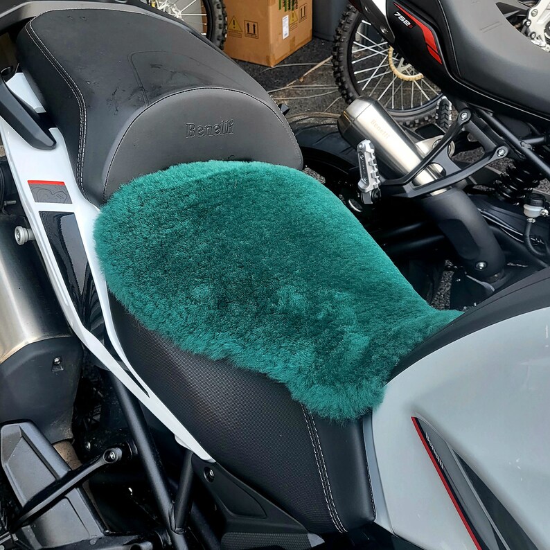 MotoCoverz Premium Sheepskin Seat Cushion Pad For Adventure Motorcycles – Universal With Straps