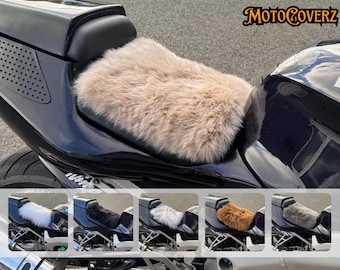 Small Universal Sheepskin Motorcycle Seat Cover Comfort Seats Protector with Security Straps Sports Naked Adventure Touring British Wool