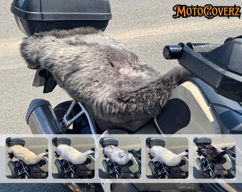 Whole Sheepskin Hide Motorcycle Seat Cover Comfort Seats Protector with Security Straps Shape your Own Seat Pad