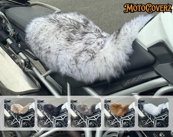 Handmade Sheepskin Motorcycle Seat Cover with Straps