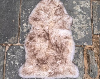 Piel de oveja de lujo con puntas marrones, 65 × 85 cm aprox., decoración del hogar, calidad superior, de origen australiano.