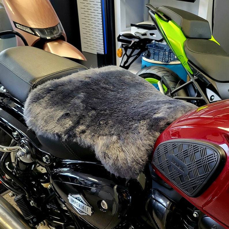 Universal Sheepskin Motorcycle Seat Cover Comfort Seats Protector With Straps Etsy