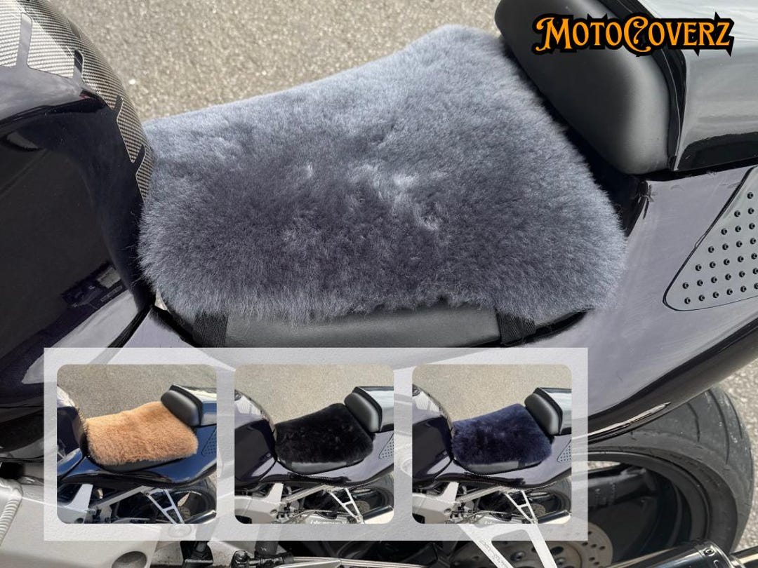 Coprisedile Universale Per Moto In Pelle Di Pecora, Protezione Per Sedili Comfort Con Cinghie, Pelle Di Agnello Merino Premium Di Lusso, Previene Le Piaghe Del Motociclista - Italia - Foto 11