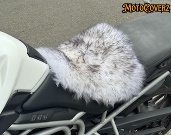 Sheepskin Motorcycle Seat Cover: Black Tipped Comfort Pad, Adventure Touring