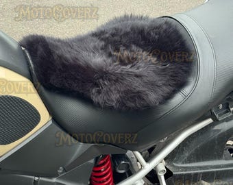 Black Sheepskin Motorcycle Seat Cover: Universal Comfort Protector