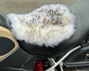 Black Tipped Sheepskin Motorcycle Seat Cover: Universal Comfort Protector
