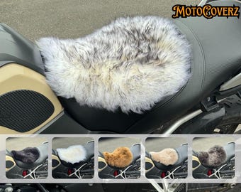 Sheepskin Motorcycle Seat Cover Adventure Motorbike Tour Accessories Comfort Seats Protector with Straps Handmade