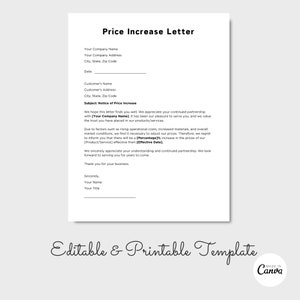 Carta de aumento de precio - Carta comercial - Memo de aumento de precio - Carta de cambio de precio - Plantilla de aumento de precio