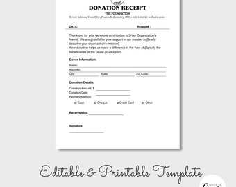 Sjabloon donatiebon, formulier donatiebon, ontvangstbewijs liefdadigheidsinstelling, factuur liefdadigheidsinstelling, pdf