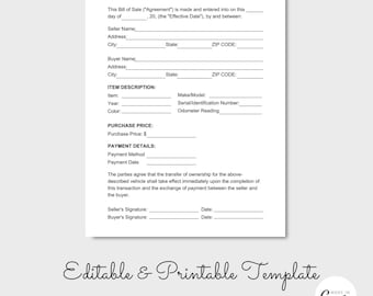 Moto Vehicle Bill of Sale, Car Sale form, Bill of Sale Agreement, Bill of Sale Form, Moto Vehicle Sale Contract